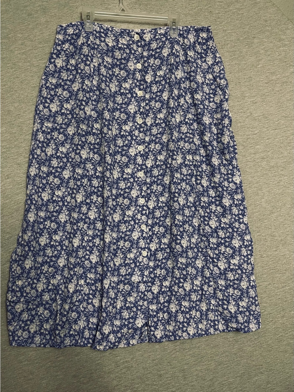 Vintage L.L. Bean Blue Floral Midi Skirt